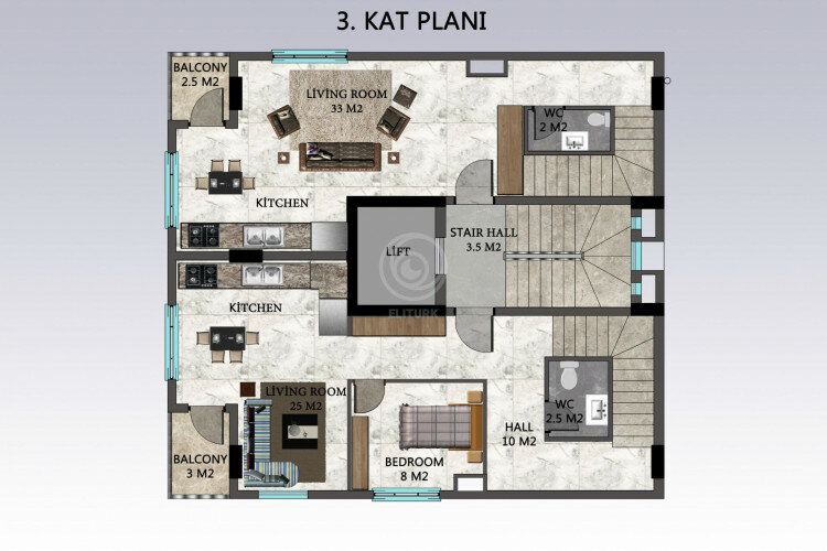 Квартира 3+1 в Алании, Турция | PTE-57414