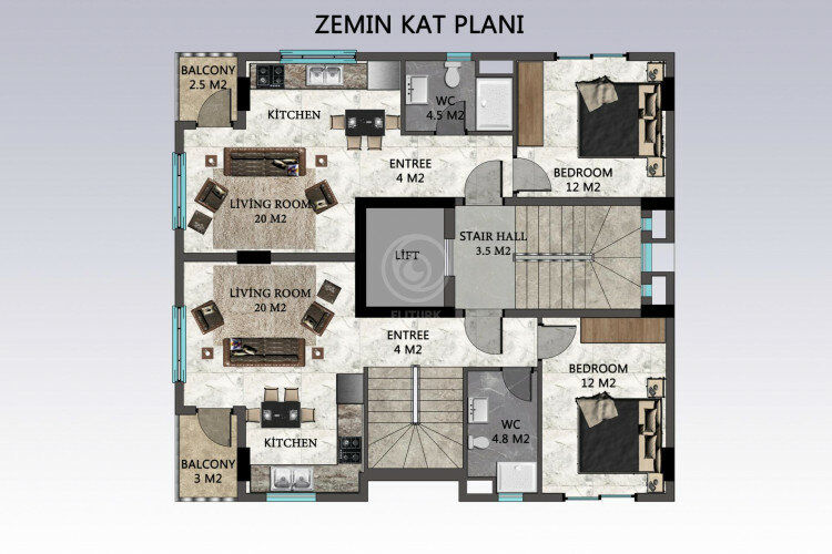 Квартира 3+1 в Алании, Турция | PTE-57414