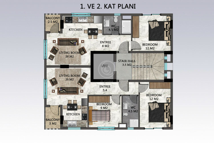 Квартира 3+1 в Алании, Турция | PTE-57414