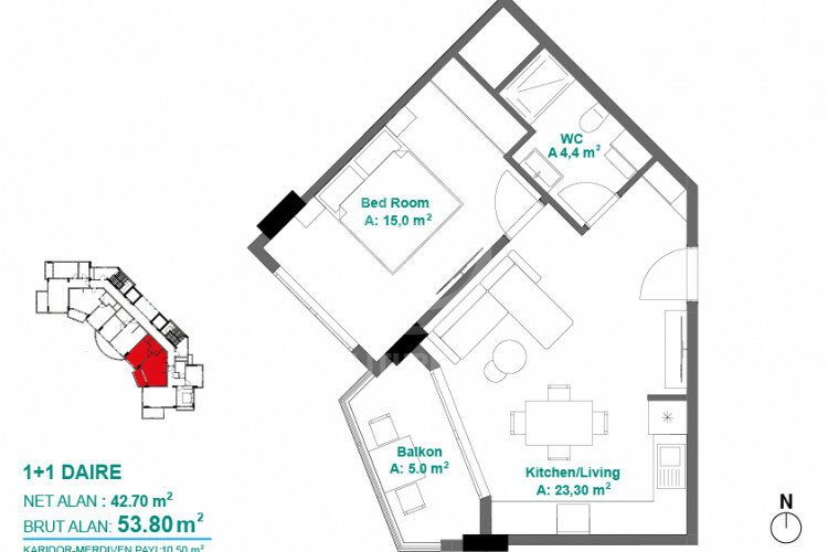 Квартира 1+1 в Алании, Турция | PBB-57419