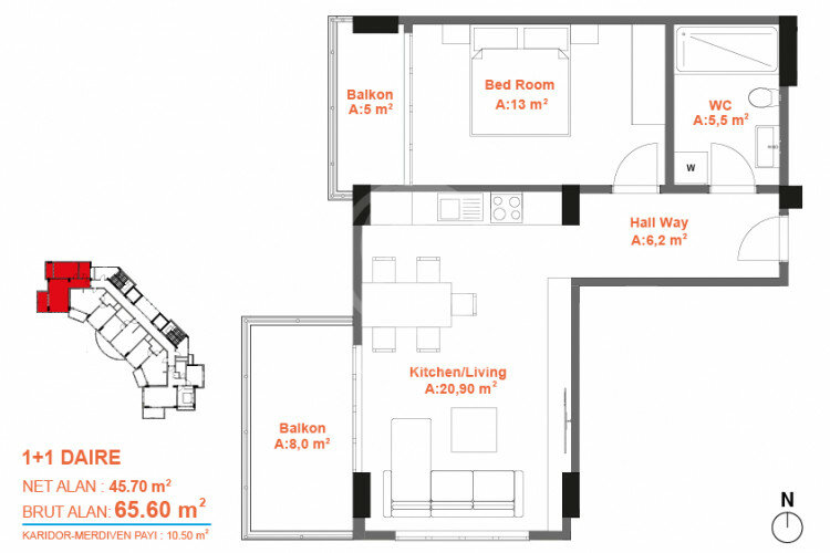 Квартира 1+1 в Алании, Турция | PBB-57419