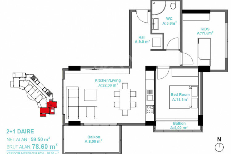 Квартира 1+1 в Алании, Турция | PBB-57419