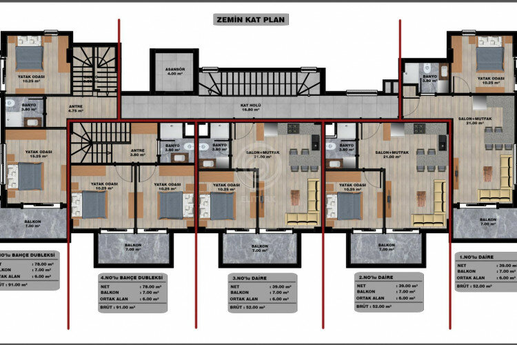 Квартира 2+1 в Алании, Турция | PTE-57465