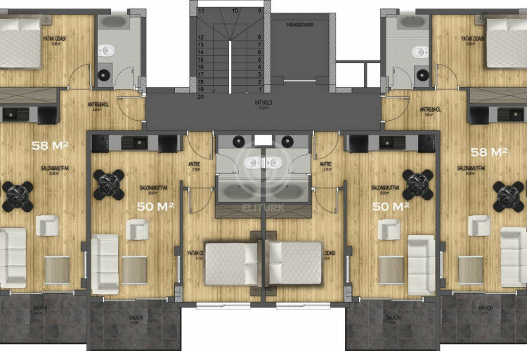 Квартира 3+1 в Алании, Турция | PTE-57576