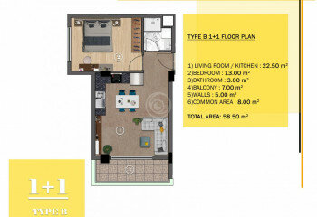 Квартира 1+1 в Алании, Турция | PBB-57610