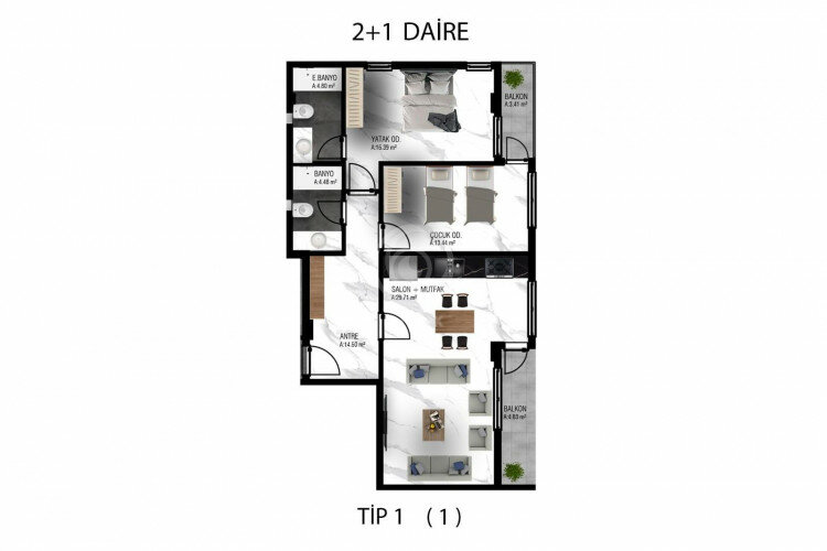 Квартира 3+1 в Алании, Турция | STE-57883