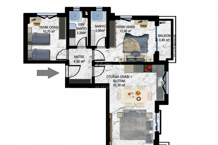 Квартира 1+1 в Алании, Турция | SBB-58200