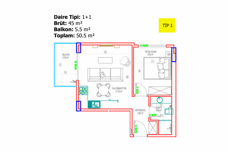 Квартира 2+1 в Алании, Турция | SBB-58281