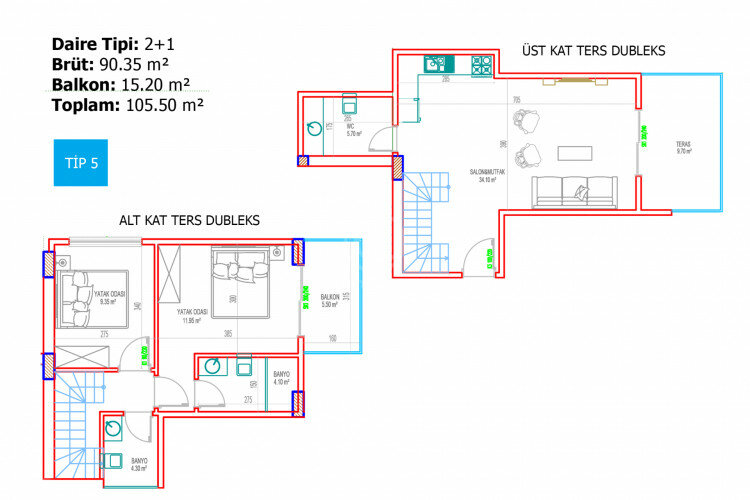 Квартира 2+1 в Алании, Турция | PTE-65624