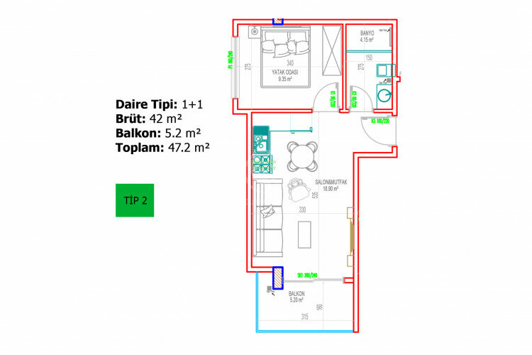 Квартира 2+1 в Алании, Турция | SBB-65625