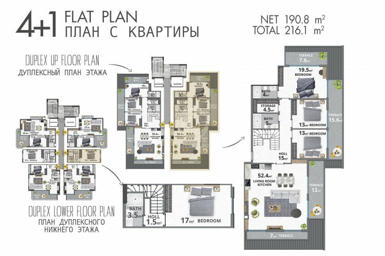 Квартира 4+1 в Алании, Турция | SBB-58411
