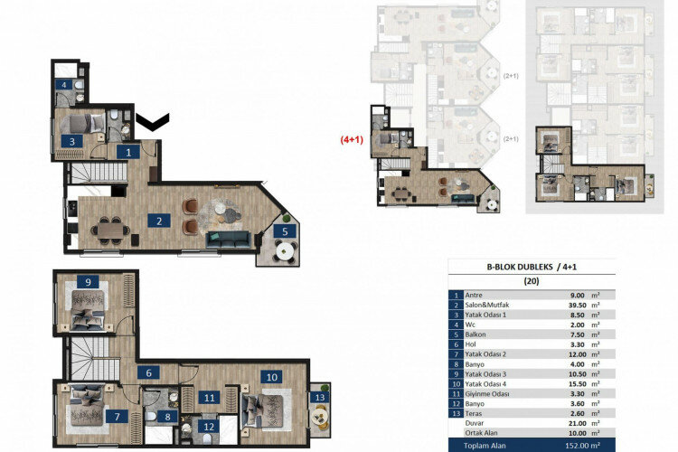 Квартира 2+1 в Алании, Турция | STE-59170