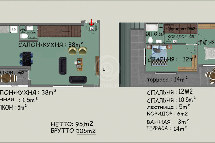 Квартира 2+1 в Алании, Турция | STE-59300