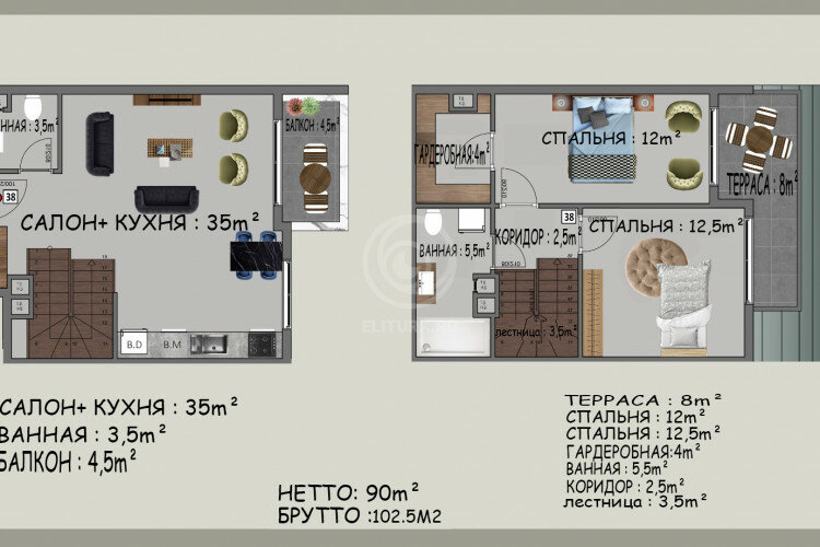 Квартира 2+1 в Алании, Турция | STE-59300