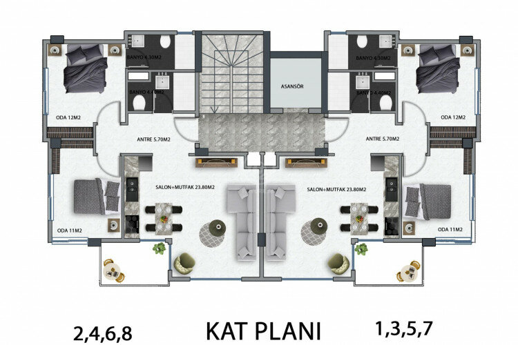 Квартира 3+1 в Алании, Турция | PKK-59465