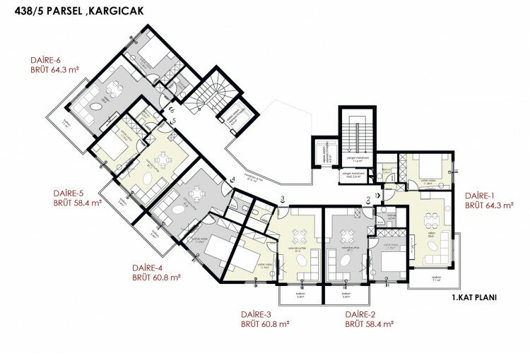 Квартира 1+1 в Каргыджаке, Алания, Турция | PTE-59984