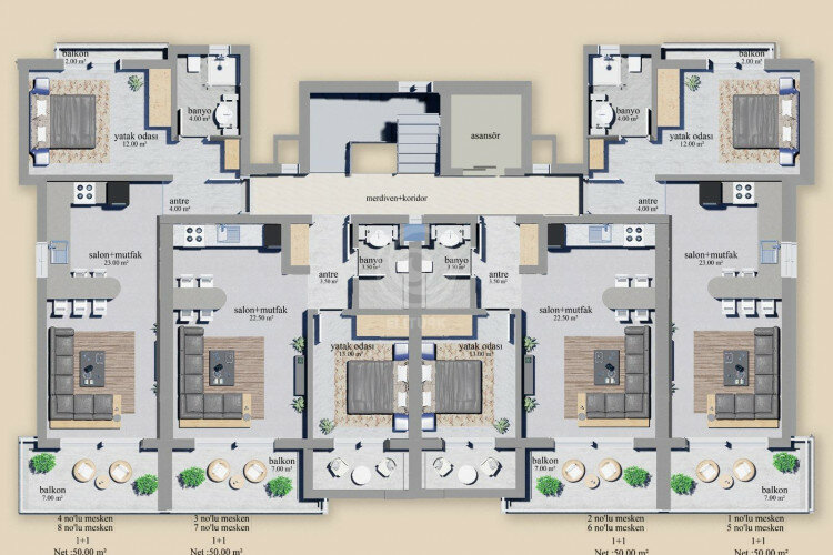 Квартира 2+1 в Алании, Турция | PKK-60598