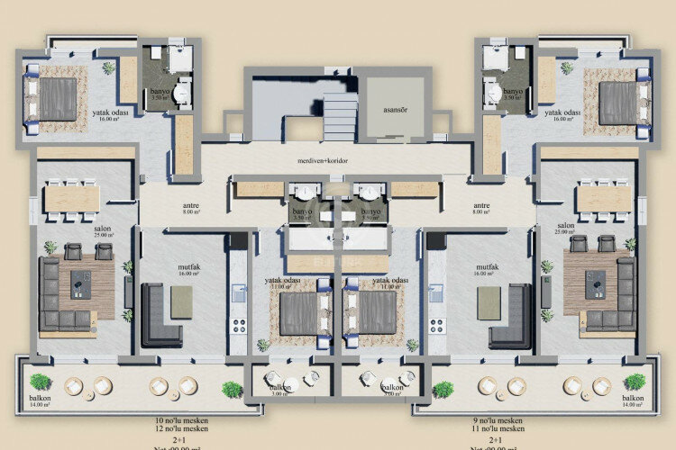 Квартира 3+1 в Алании, Турция | STE-60599