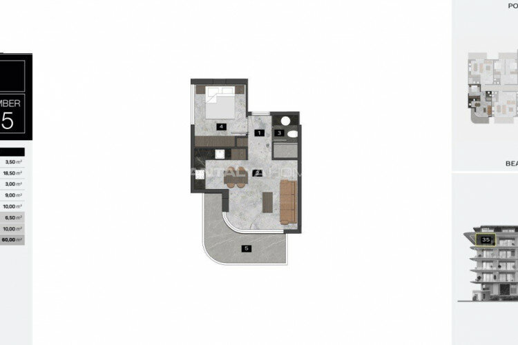 Квартира 1+1 в Алании, Турция | PTE-60603