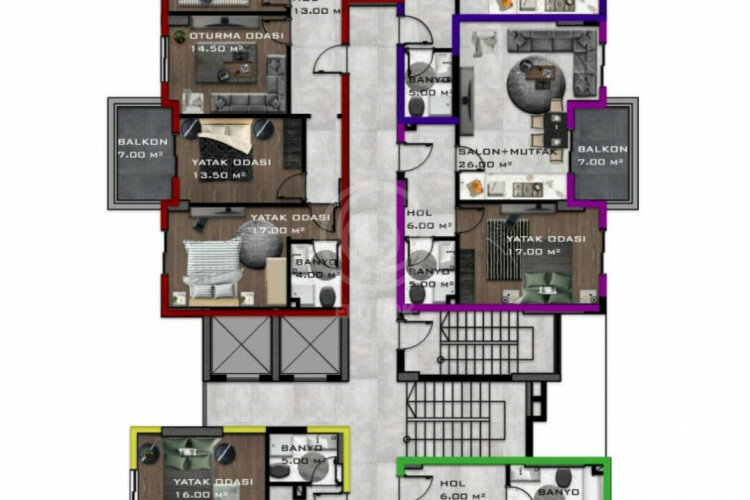 Квартира 2+1 в Алании, Турция | PTE-60707