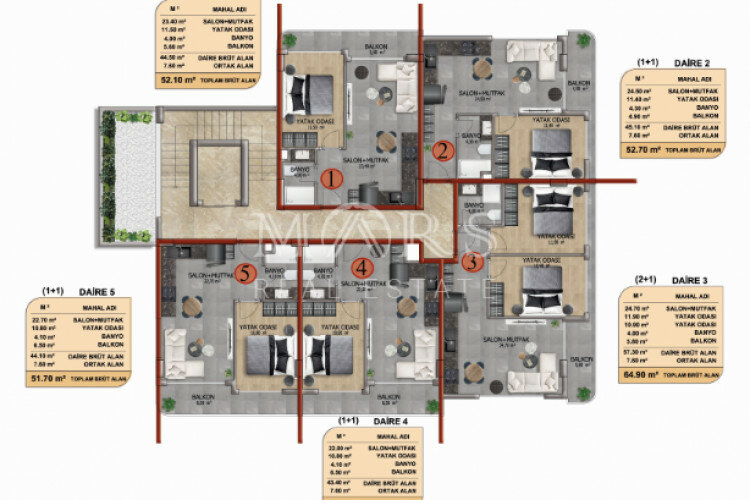 Квартира 1+1 в Алании, Турция | STE-60727