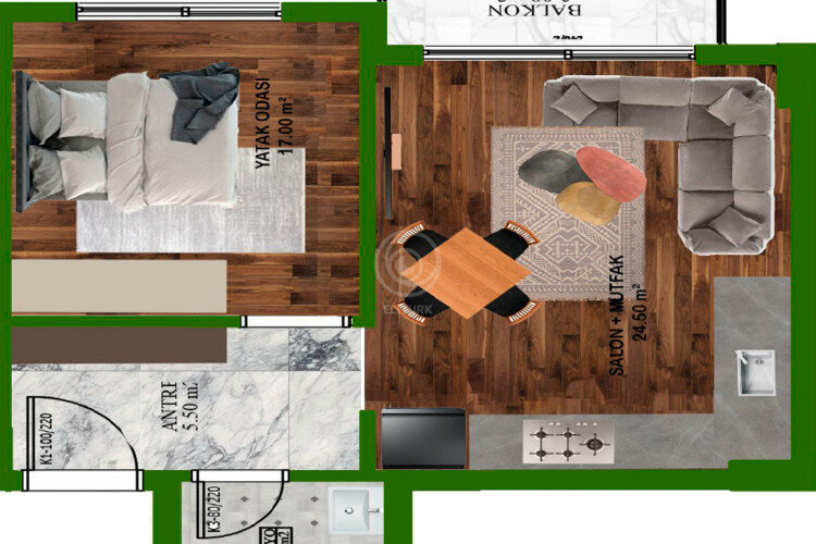 Квартира 2+1 в Газипаше, Турция | PBB-60868