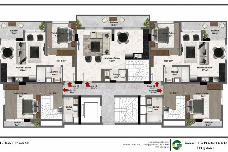 Квартира 1+1 в Газипаше, Турция | SBB-60865