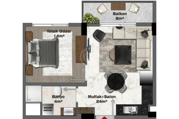 Квартира 1+1 в Газипаше, Турция | SBB-60865