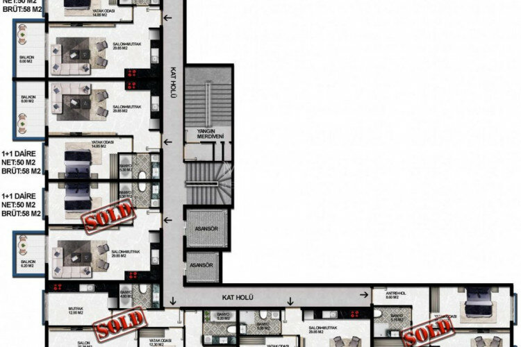 Квартира 1+1 в Алании, Турция | PKK-61112