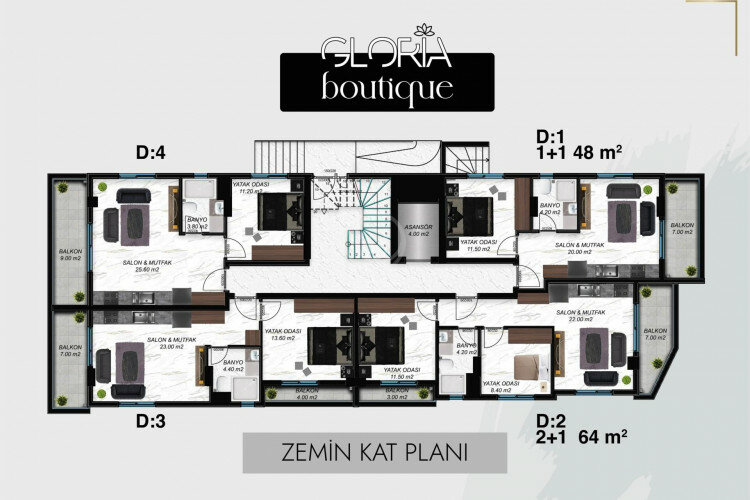 Квартира 1+1 в Алании, Турция | SBB-61295