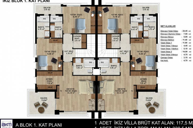 Вилла 5+1 в Кепезе, Анталия, Турция | PBB-61427