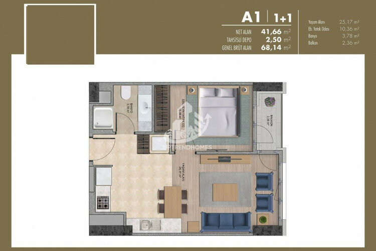 Квартира 1+1 в Стамбуле, Турция | STE-61500