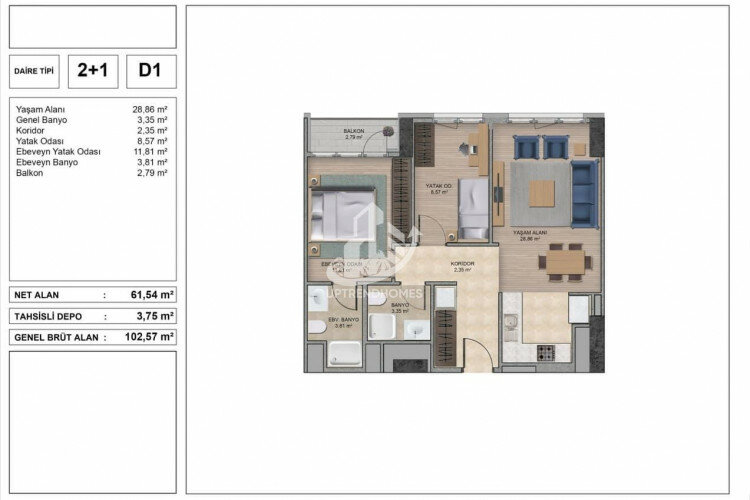 Квартира 1+1 в Стамбуле, Турция | STE-61500