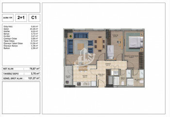 Квартира 1+1 в Стамбуле, Турция | STE-61500