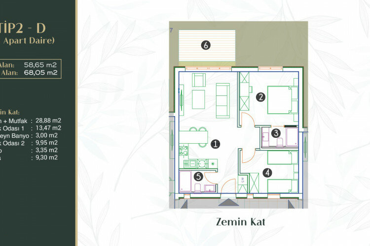 Квартира 1+1 в Фетхие, Турция | PTE-61572