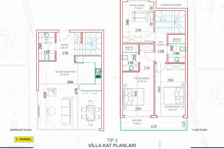 Вилла 3+1 в Алании, Турция | PTE-62104