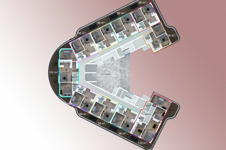 Квартира 2+1 в Газипаше, Турция | STE-62106