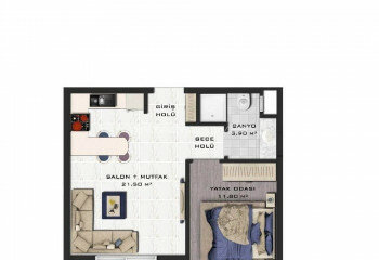 Пентхаус 2+1 в Газипаше, Турция | PTE-62120