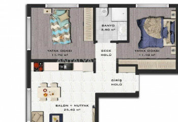 Пентхаус 2+1 в Газипаше, Турция | PTE-62120