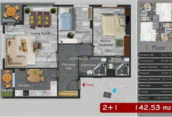 Квартира 2+1 в Бейликдюзе, Турция | PTE-62433