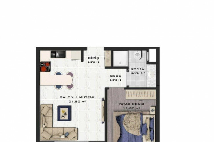 Квартира 1+1 в Газипаше, Турция | PBB-62870