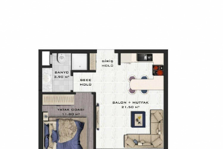 Квартира 1+1 в Газипаше, Турция | PBB-62870