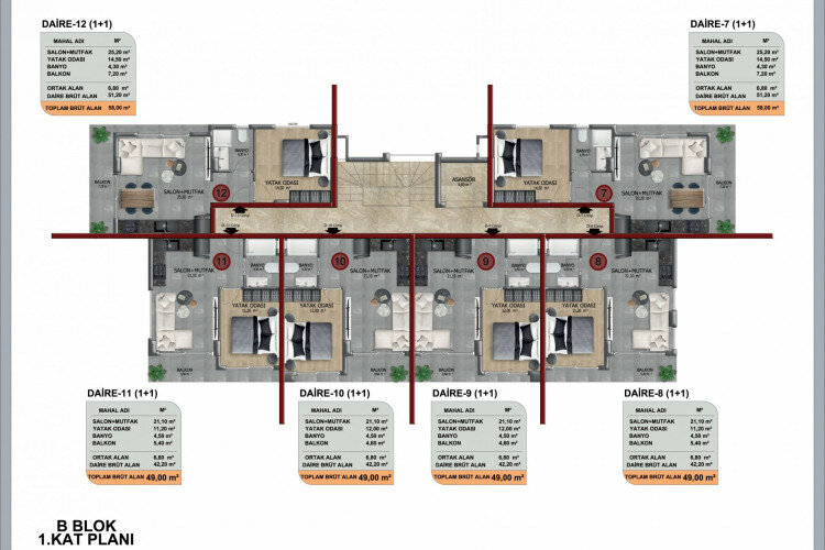 Квартира 1+1 в Алании, Турция | PBB-62938