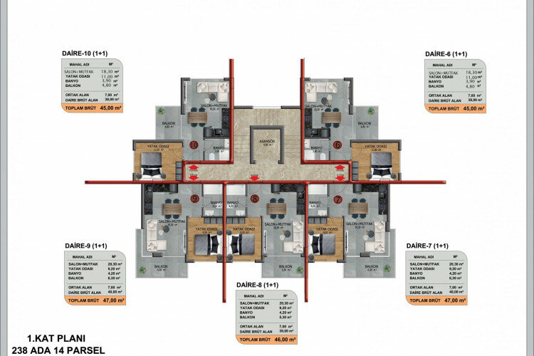 Квартира 1+1 в Алании, Турция | PKK-62936