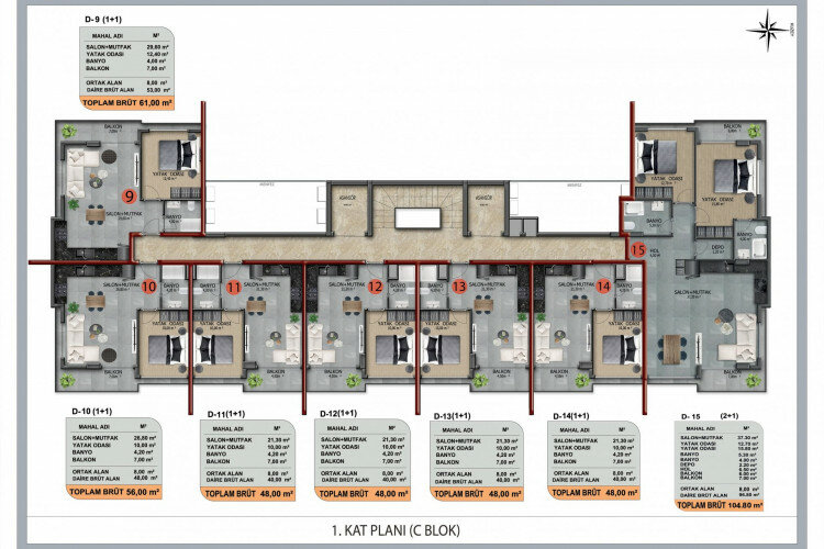 Квартира 1+1 в Алании, Турция | PTE-62935