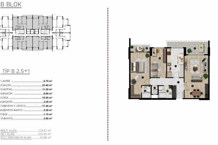 Квартира 3+1 в Бурсе, Турция | PTE-63283