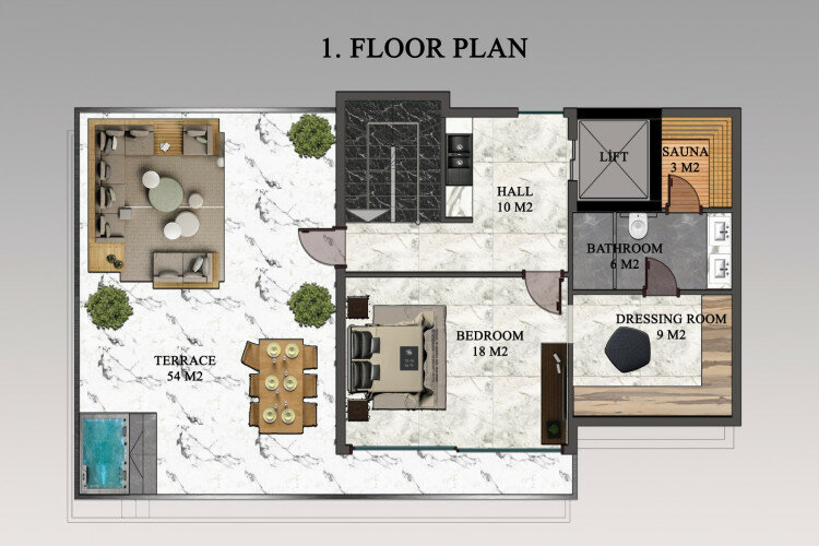 Вилла 4+1 в Тепе, Алания, Турция | PTE-63516
