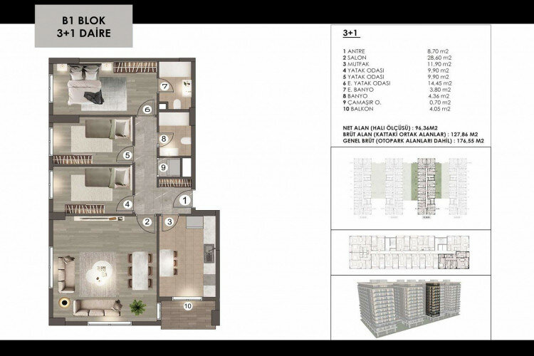 Квартира 3+1 в Стамбуле, Турция | PTE-63774
