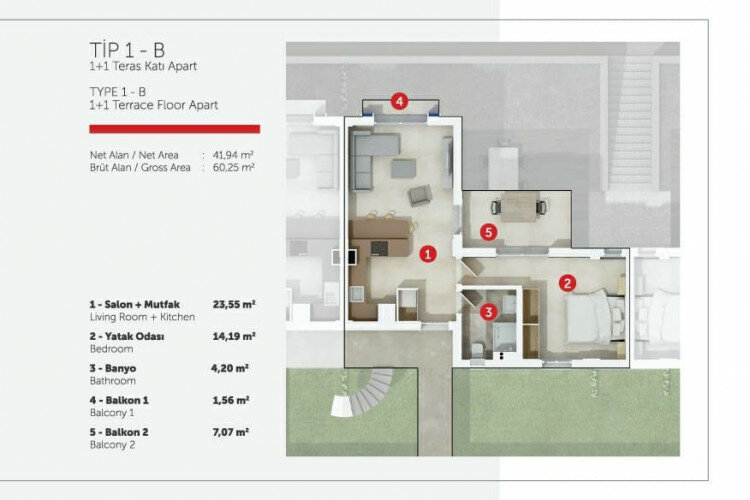Квартира 1+1 в Бодруме, Турция | PTE-63878