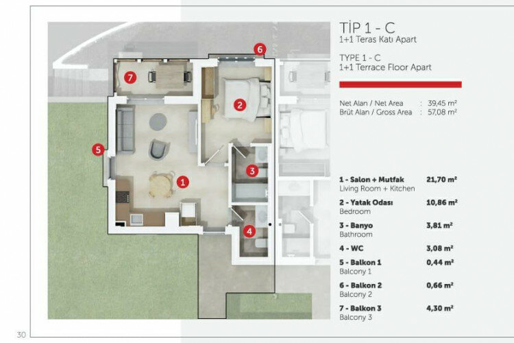 Квартира 1+1 в Бодруме, Турция | PTE-63878